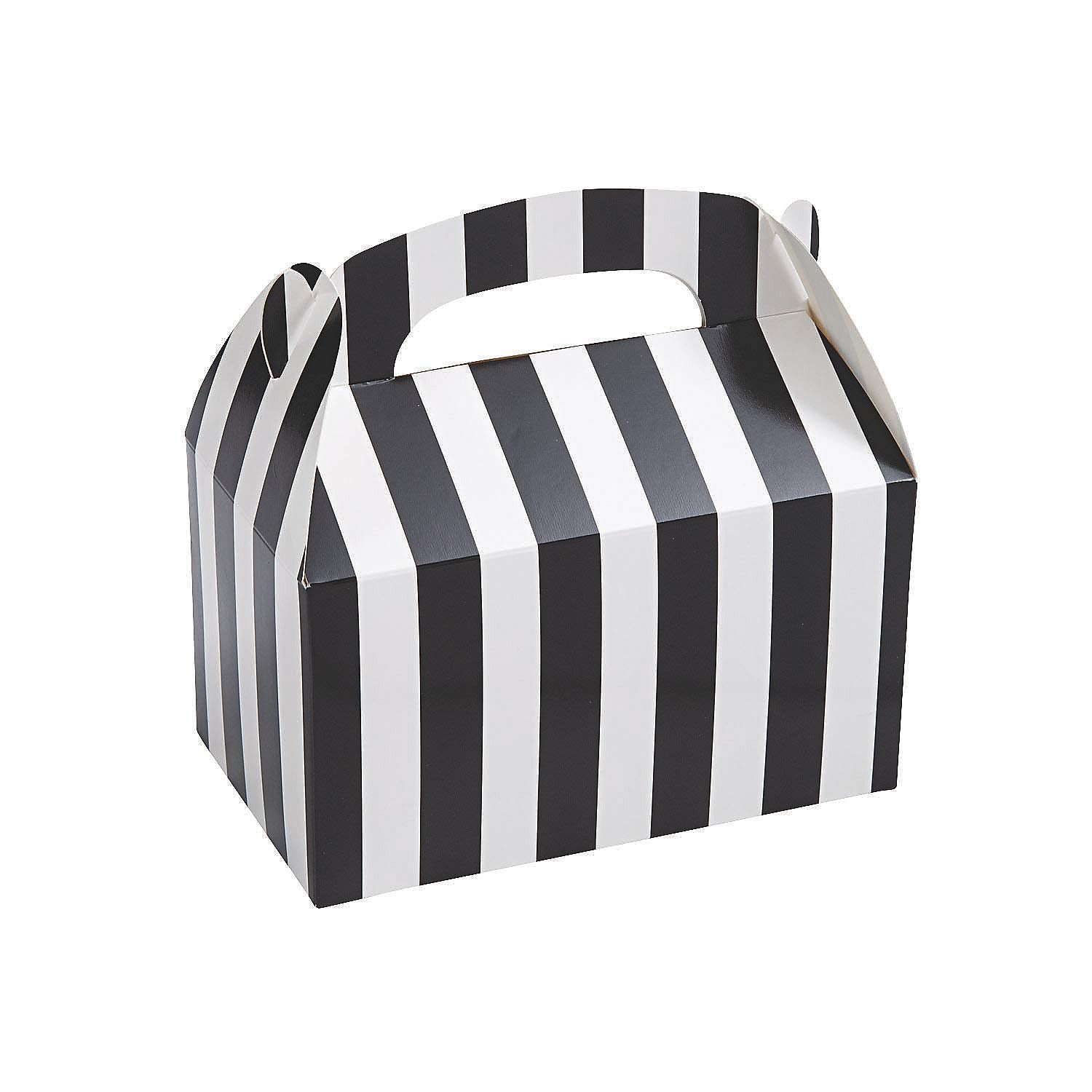 Fun Express Black And White Striped Favor Boxes - Party Supplies - Set Of 12