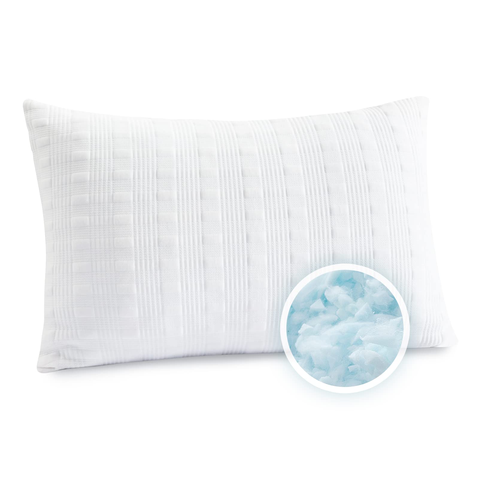 Cooling Pillows For Sleeping Standrad Size,Shredded Memory Foam Bed Pillow With Double Sided Material Pillow Case,Adjustable Lof