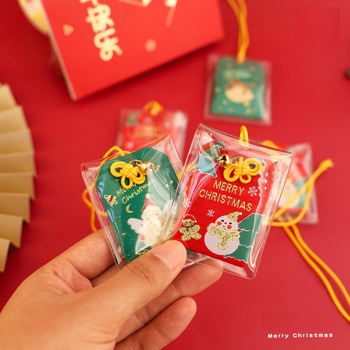 Japanese Omamori Christmas Elements Santa Claus Little Angels/Snowman Blessing Bag for Good Luck Christmastree Hanging Decoratio