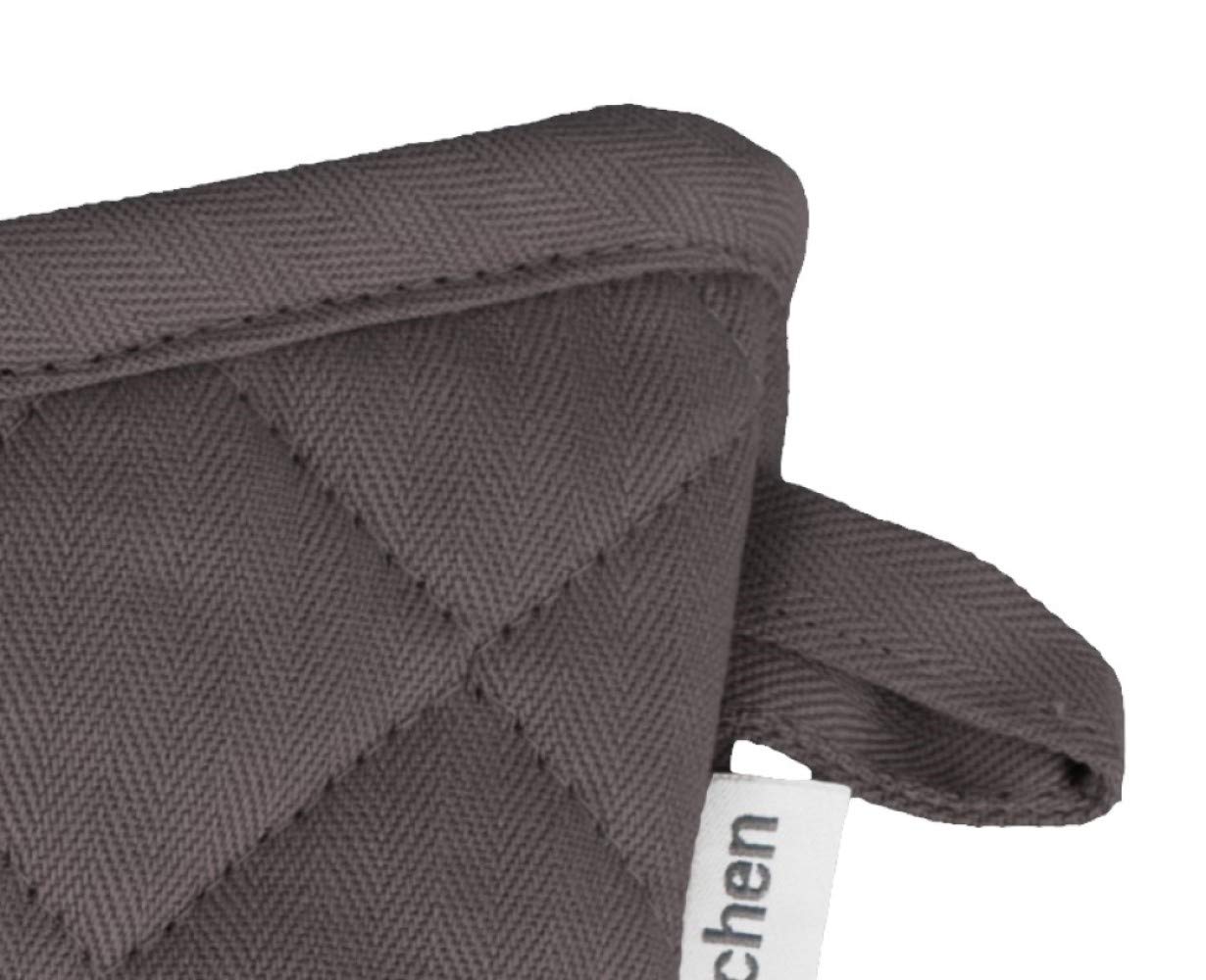 Mkitchen Mmitt Classic Herringbone Cotton Oven Mitt | Heat Resistant And Durable For Cooking And Baking (Stainless)