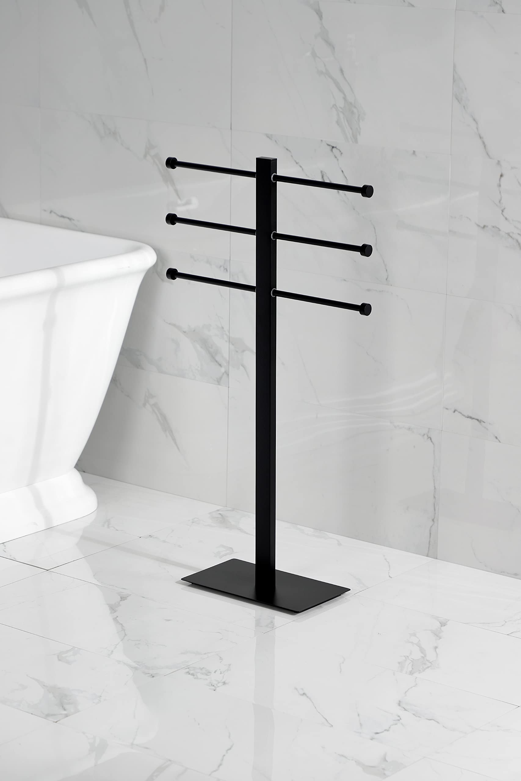 Kingston Brass Ccs6020 Edenscape Freestanding Stainless Steel T-Shape Towel Holder, Matte Black