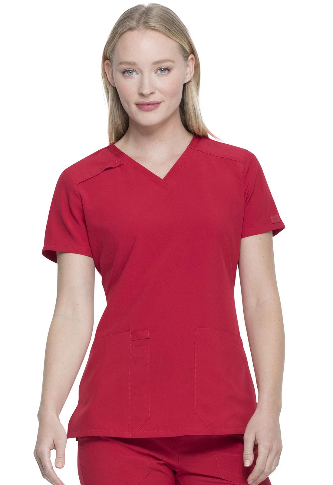 Dickies Eds Essentials Scrubs, V-Neck Womens Tops With Four-Way Stretch And Moisture Wicking Dk615, Xs, Red
