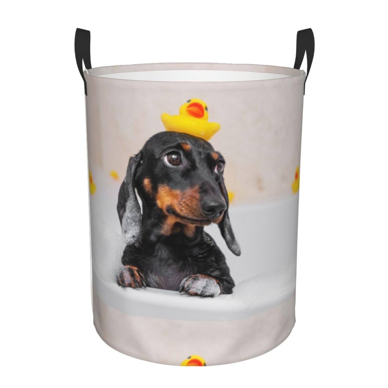 Pevtufa Dachshund Sitting In Bathtub Foldable Laundry Basket Organizer,Fabric Clothes Toy Storage Basket Nursery Hamper Storage