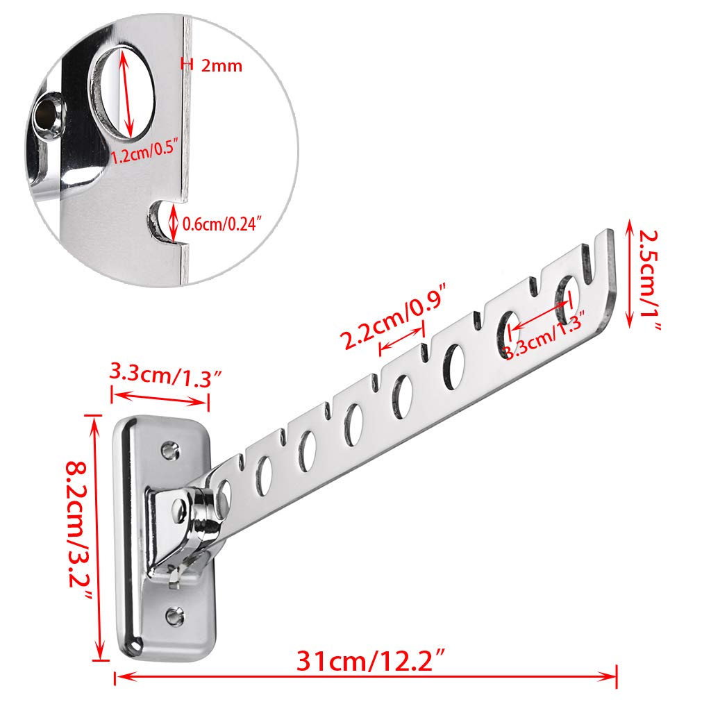Sumnacon 12'' Stainless Steel Clothes Hanger Rack, 2 Pcs Wall Mounted Folding Garment Hooks, Space Saver Clothing And Closet Rod