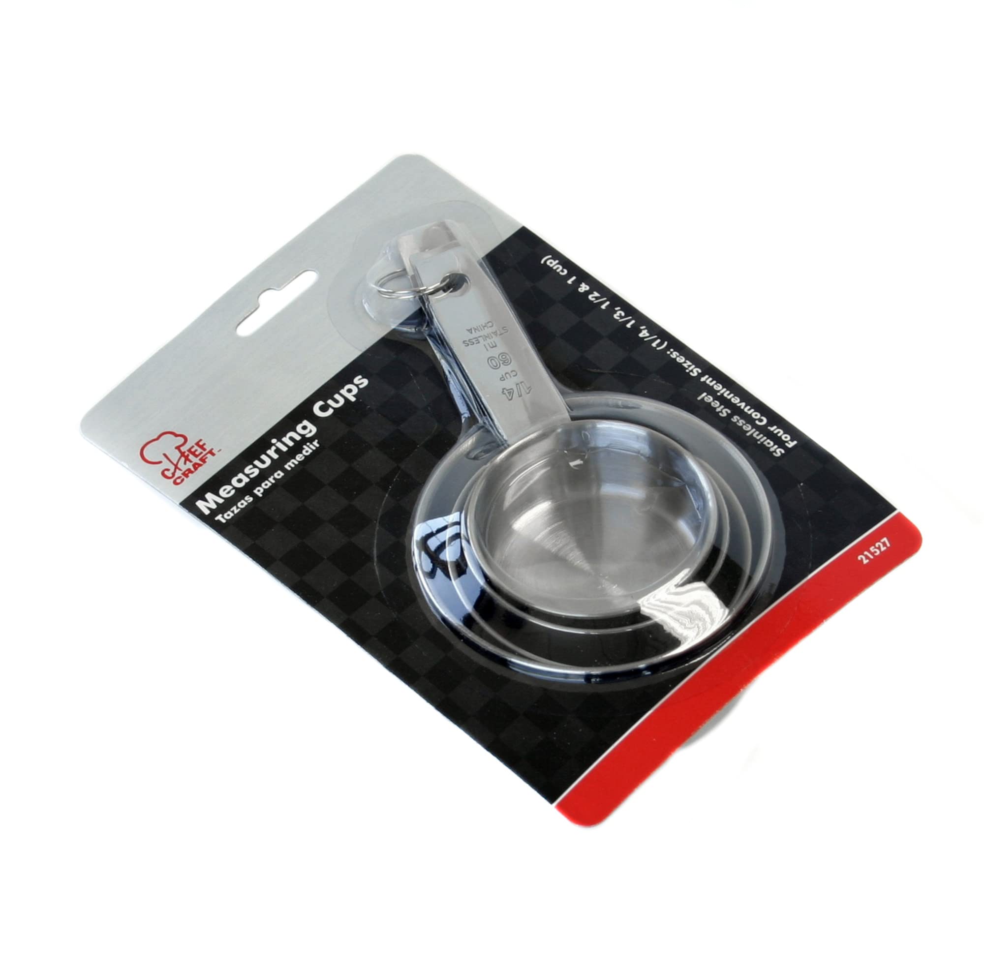 Chef Craft Select 4 Piece Measuring Cup Set, 1/4, 1/3, 1/2 And 1 Cup, Stainless Steel