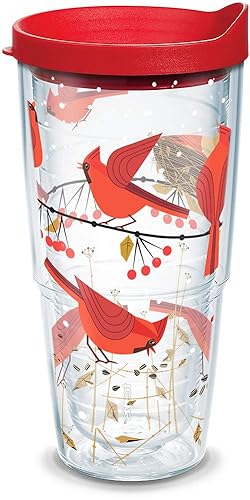 Tervis Made In Usa Double Walled Festive Holiday Season Cardinals Insulated Tumbler Cup Keeps Drinks Cold & Hot, 24Oz, Classic