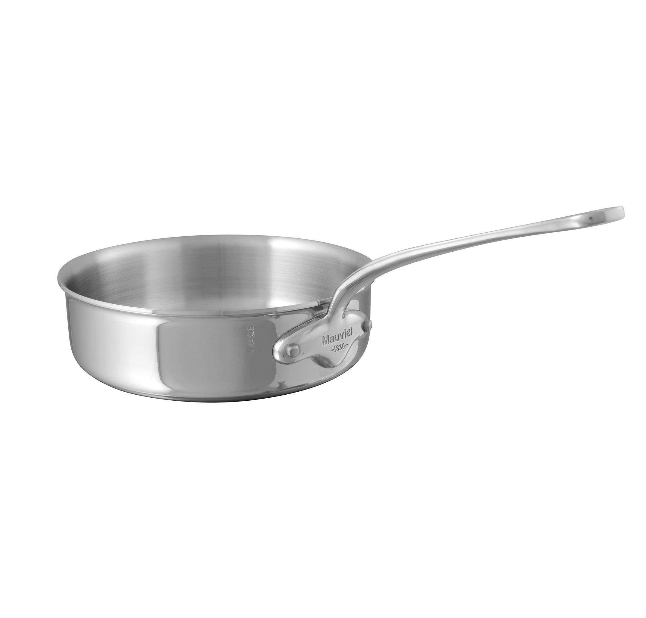 Mauviel MCook 5-Ply Polished Stainless Steel Saute Pan With Cast Stainless Steel Handle, 3.2-qt, Made In France
