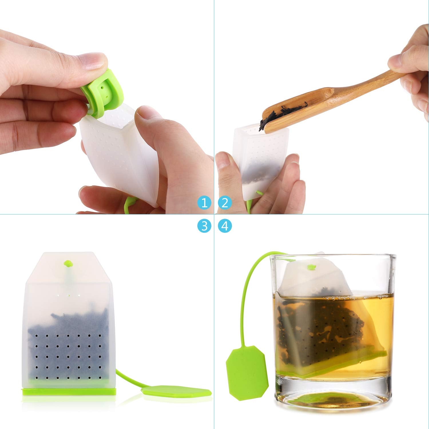 6 Pack Silicone Tea Infuser, Reusable Loose Leaf Tea Bags Strainer Filter With Spoon