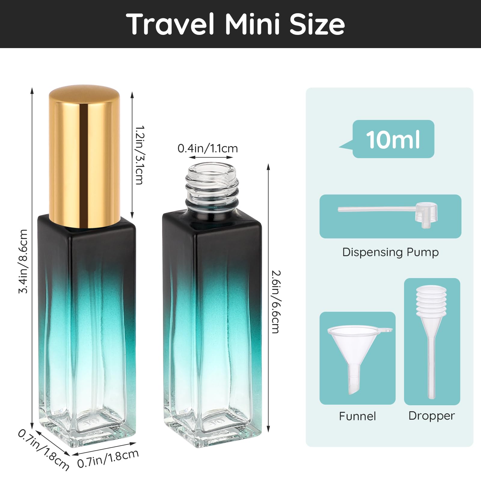 Segbeauty 0.34Oz Glass Travel Perfume Bottle Refillable, Pack Of 10 Mini Cologne Atomizer, 10Ml Black Perfume Sprayer Empty, Tra