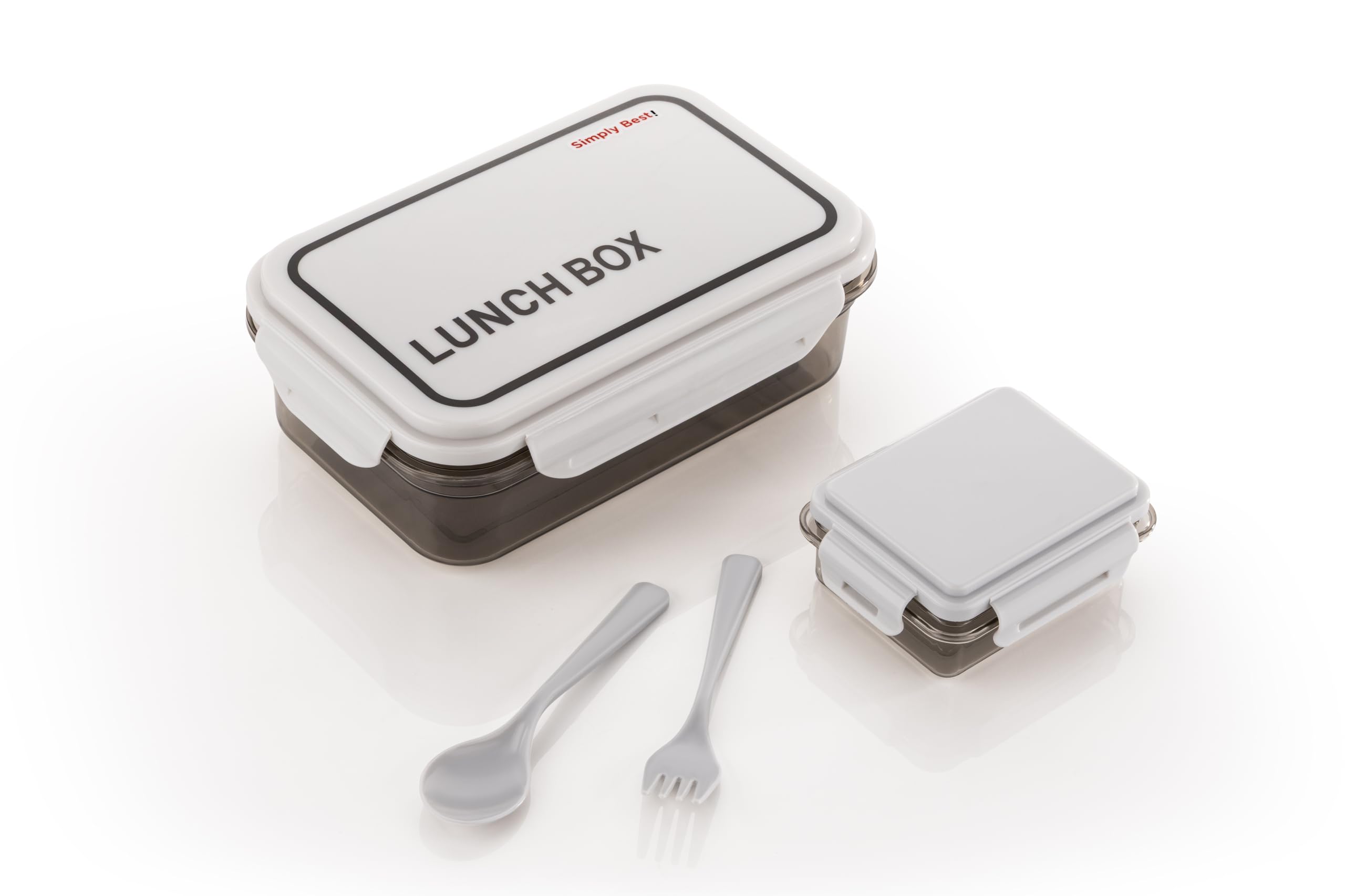 Attro Crunch Plastic Lunch Box Airtight, BpaFree Comes With Fork & Spoon  Ideal For Office, School, Travel, Adults & Kids Gre