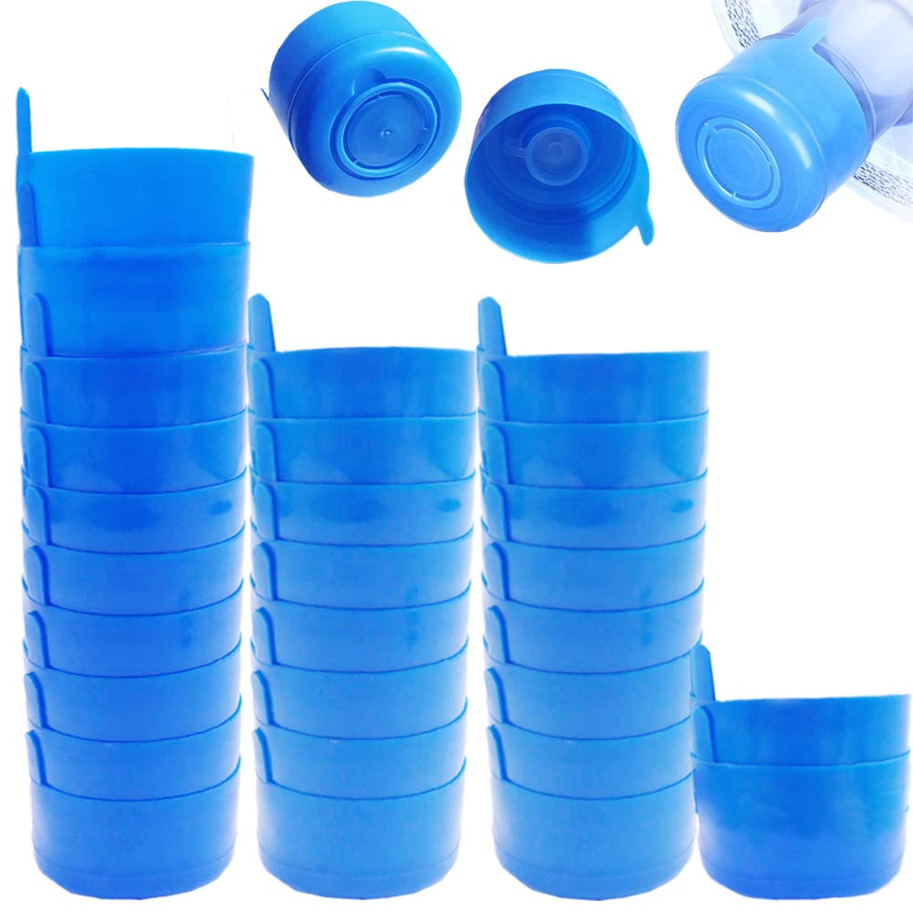 Zddaoole 30 Pack Non Spill Caps,Reusable 55Mm 3 And 5 Gallon Water Bottle Snap On Cap,Replacement Non-Spill Anti Splash Water Ju