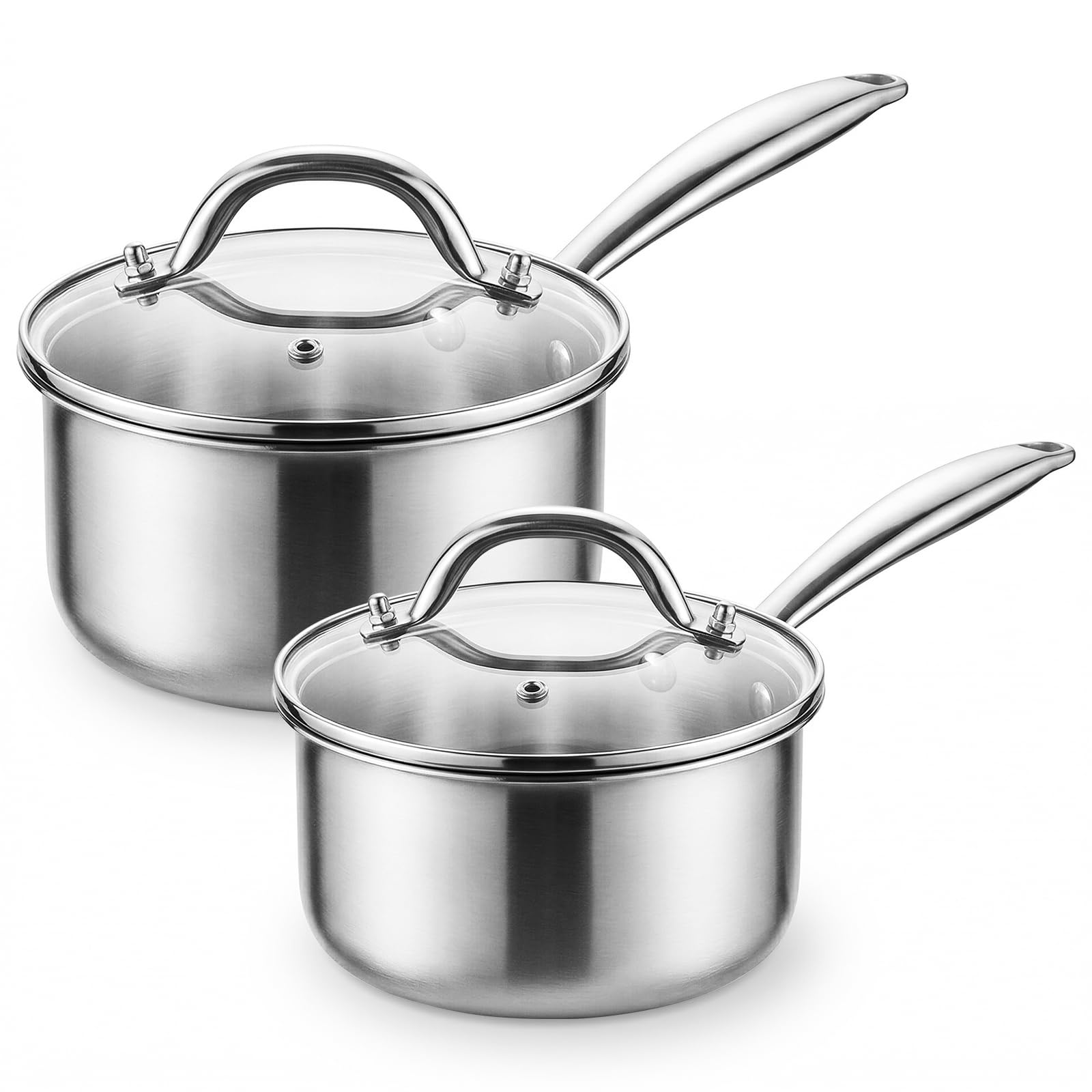 Idymere TriPly Stainless Steel Pot 1.5Qt & 2.5Qt with Lids