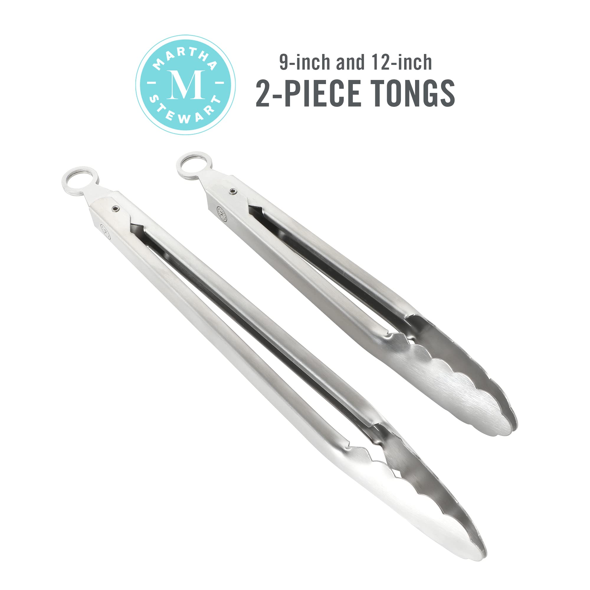 Martha Stewart Richburn 2Pc (12'' & 9'') Tongs Set - Stainless Steel