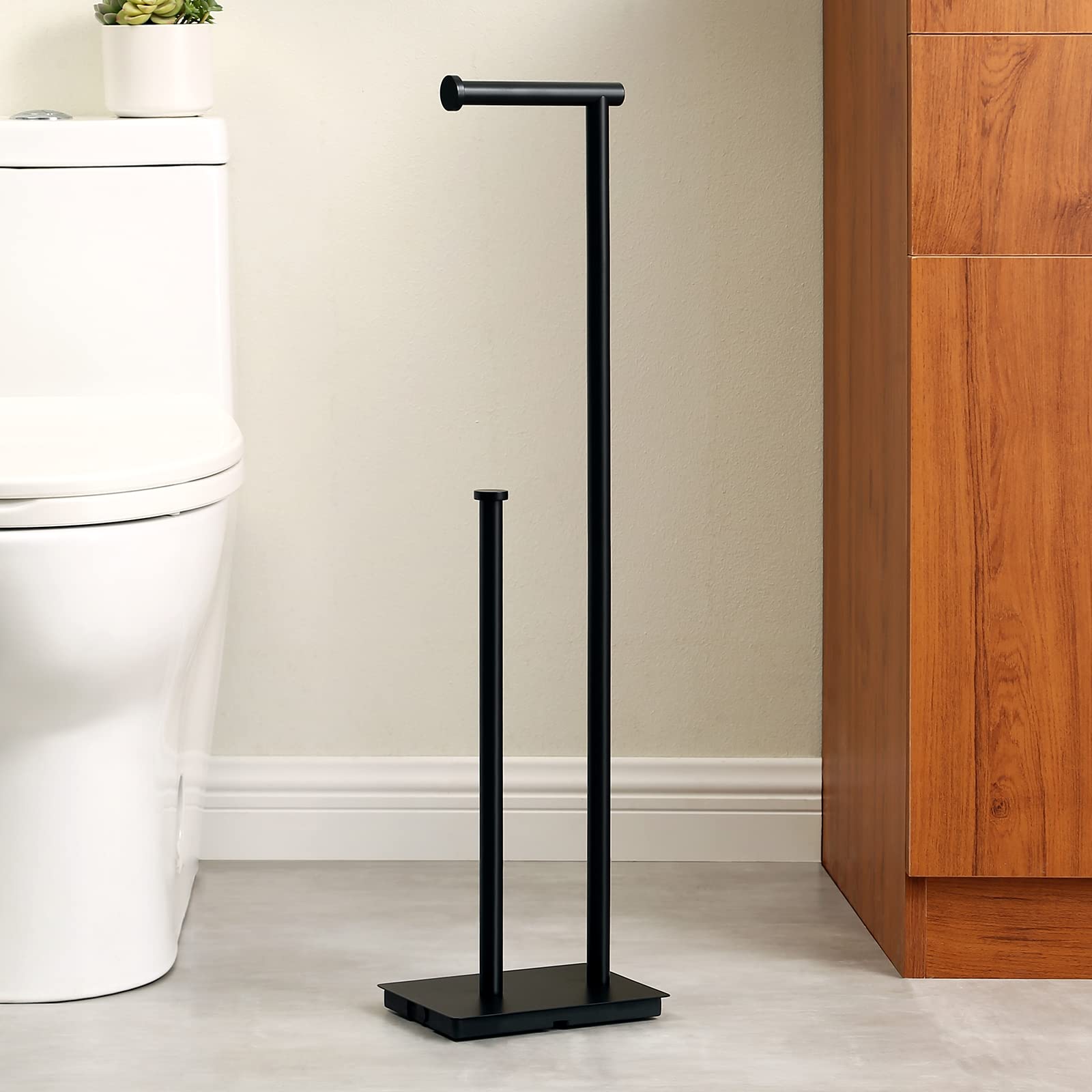 Kes Freestanding Toilet Paper Holder With Reserve For Bathroom With Weighted Base, Modern Tissue Roll Holder Stand 29 H, Sus304
