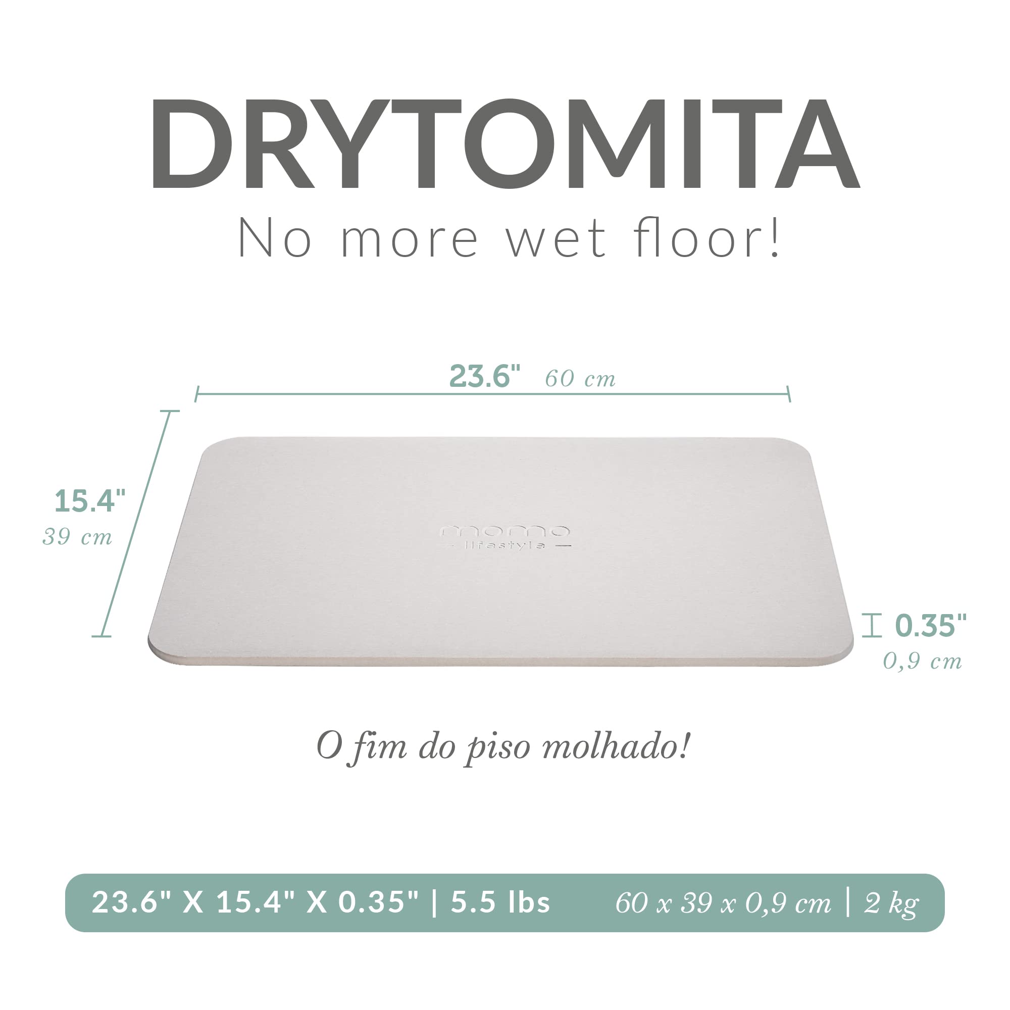 Momo Lifestyle Stone Bath Mat Drytomita Technology Diatomaceous Earth Bath Mat, Non-Slip Super Absorbent Quick Drying Shower Mat