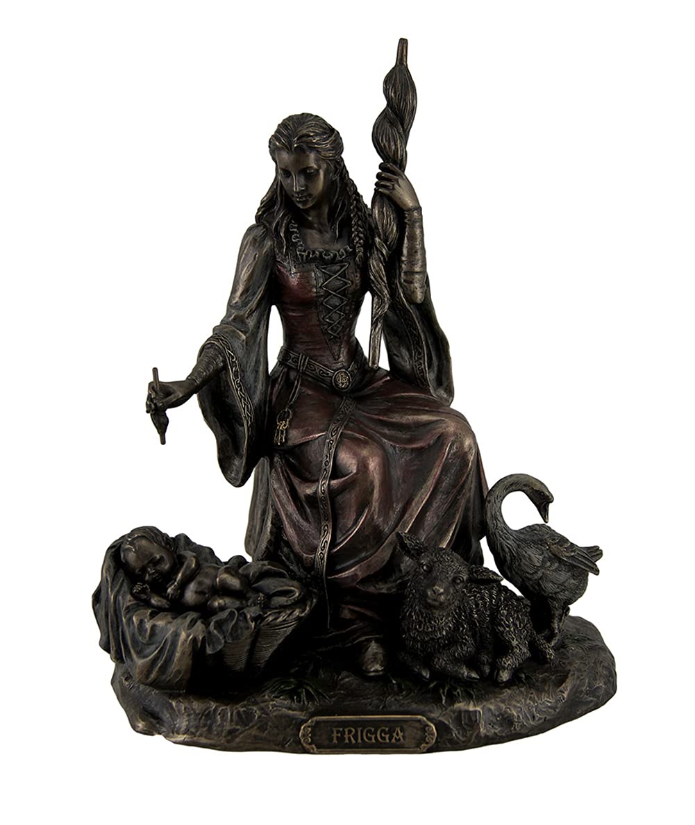 Veronese Design Frigga Norse Goddess of Destiny Love and Marriage w/Infant Animals & Spindle