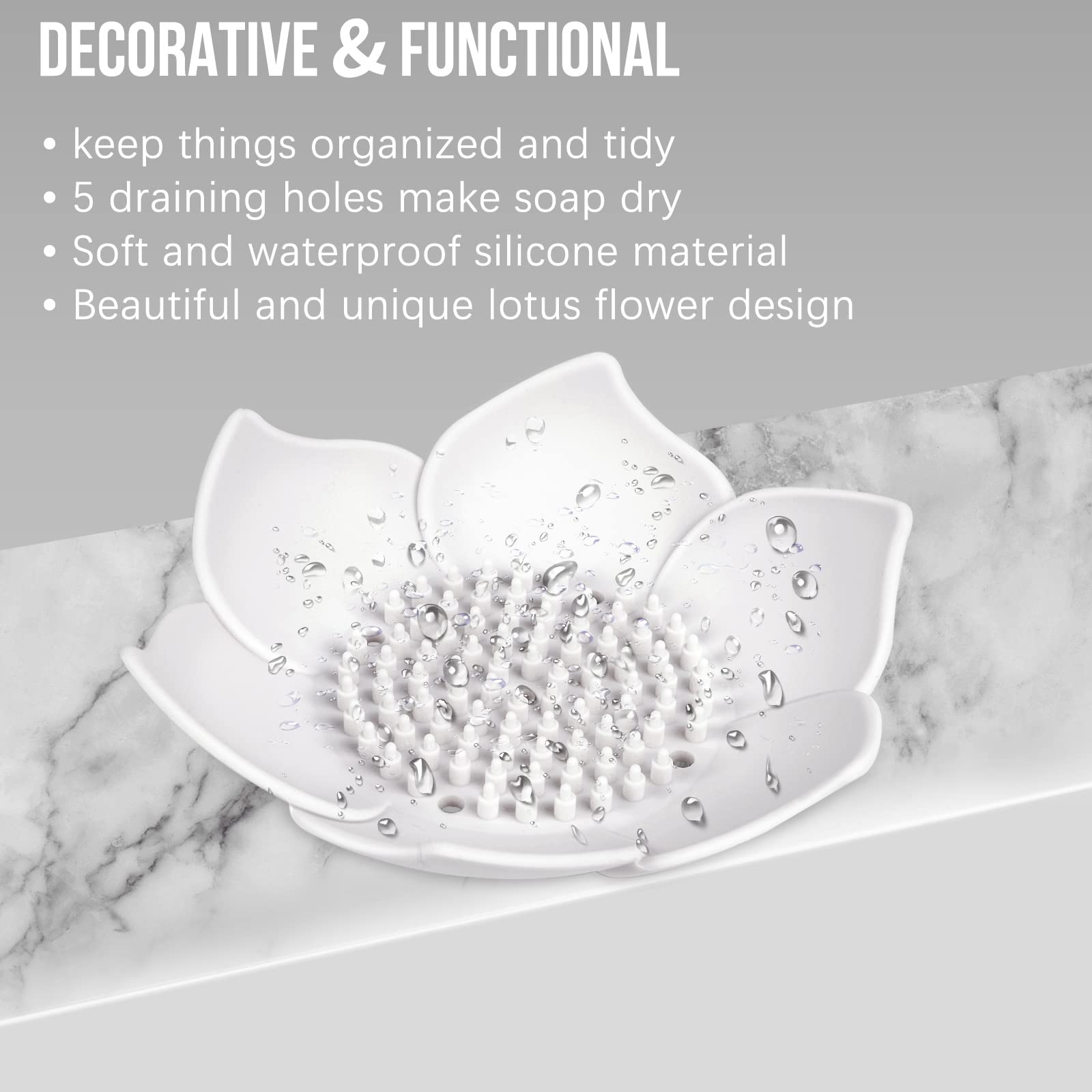 Lotus Shower Steamer Tray, Silicone Soap Dish, 4 Pack Lotus Flower Shape Shower Steamer Tray Small Self Draining Bar Soap Holder