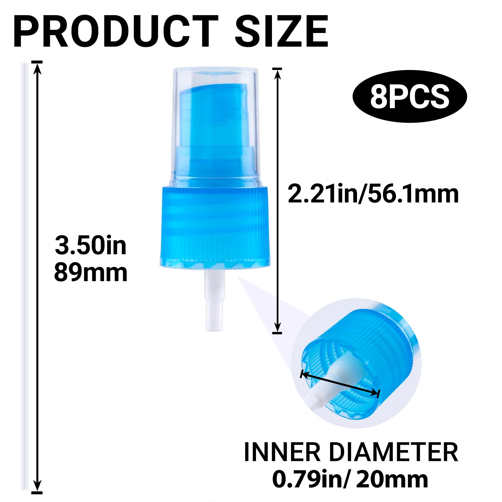 Winsyison 8Pcs Fine Mist Sprayer Caps, Plastic Spray Bottle Nozzle, Nozzle Tops Replacement For Cleaning Solutions- Blue