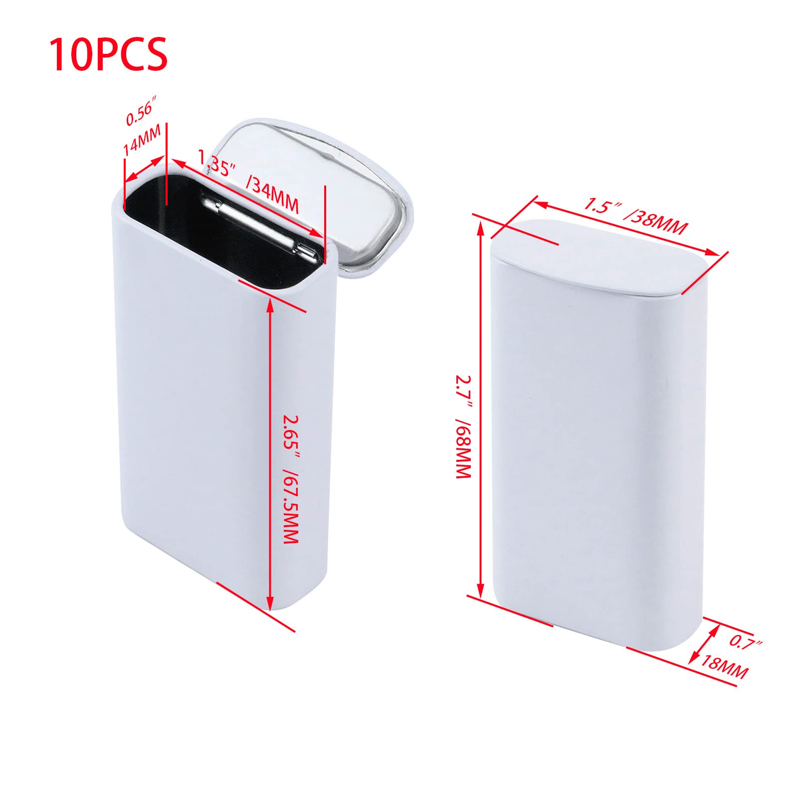 Tighall 10Pcs Metal Tin Box Containers Rectangular Empty Hinged Tins Box Containers For Gum, Candies, Mint, Easy Opening, White
