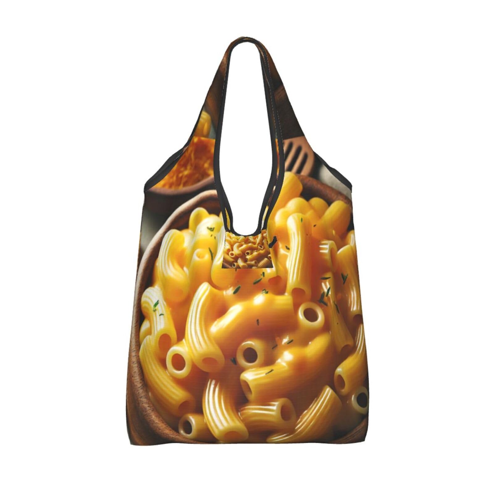 Vortithora Foldable Macaroni-Cheese-Sauce Reusable Grocery Shopping Bag, Waterproof Shopping Tote