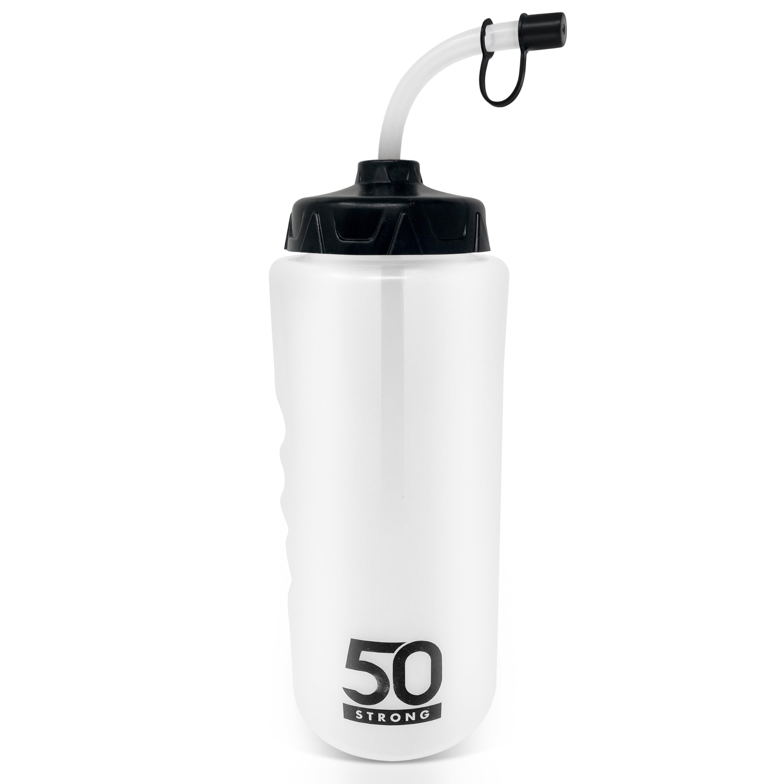 1 Liter Water Bottle with Straw  Hockey Water Bottle with Long Straw  Easy Squeeze Bottles + Built In Finger Grip  BPA-Free Sports Water Bottle for Football  Lacrosse & Boxing  Made in USA