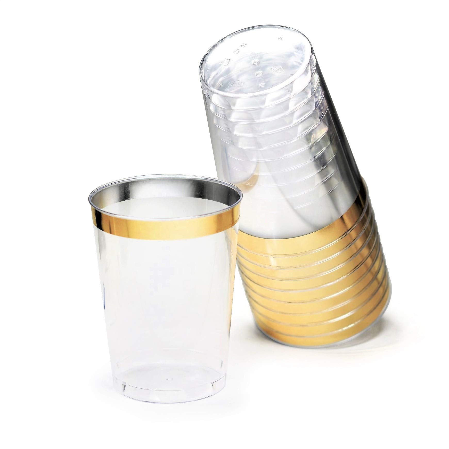 ' OCCASIONS '' 640 Piece set (80 Guests)-Vintage Wedding Party Disposable Plastic Plates & cutlery -80x10.25''+ 80x7.5'' + Silverware+Gold rim Cups+Napkins (Portofino Light Pink)