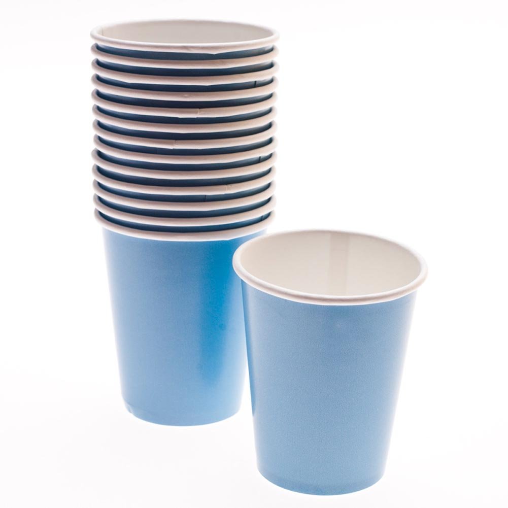 Powder Blue Solid Paper Cups - 12Oz (Pack Of 10) - Exquisite Color & Design - Perfect For Any Occasion