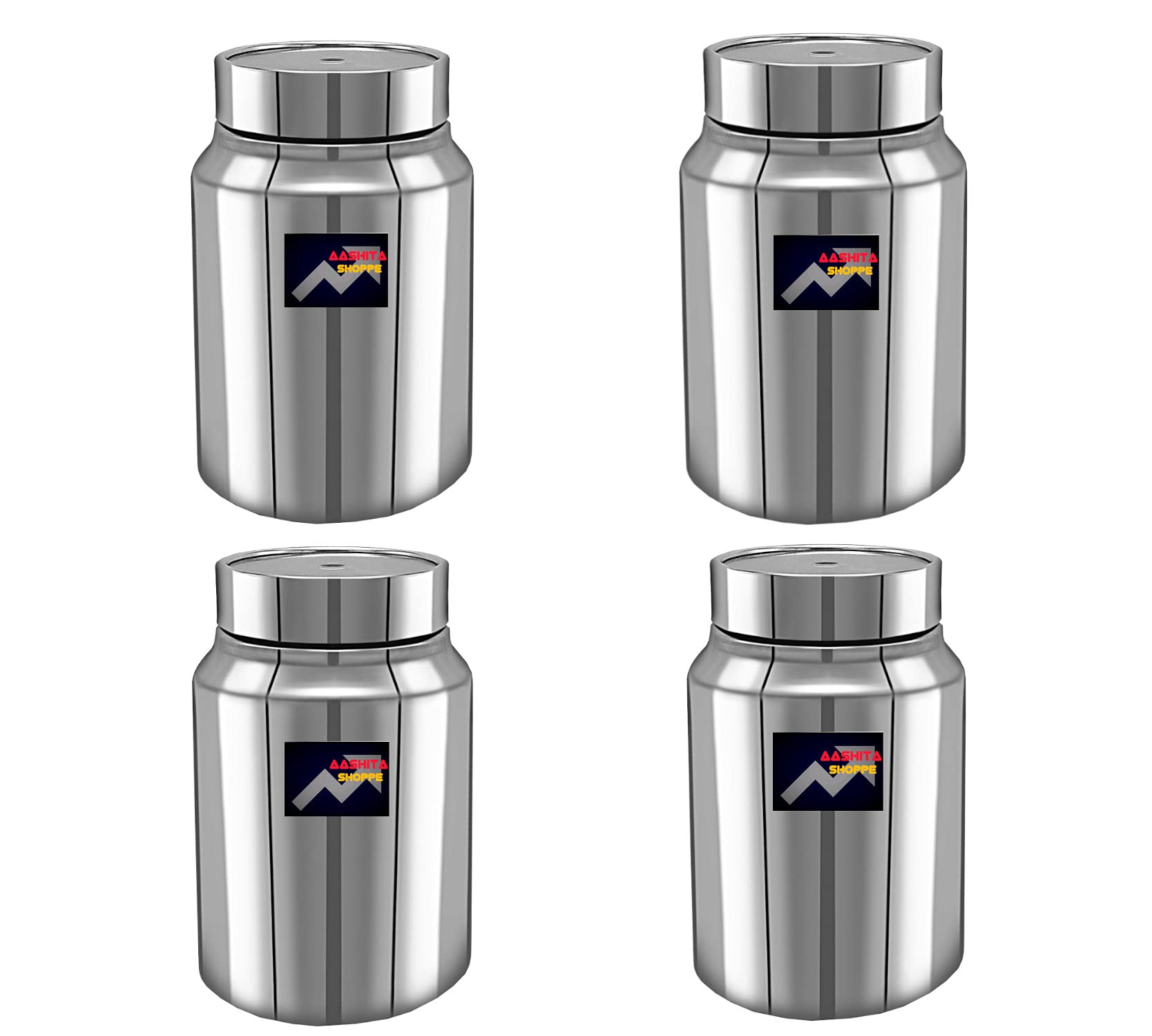 Aashita Shoppe Stainless Steel Multi Purpose Storage Container (Silver) With Transparent Lid, Pack Of 4, Capacity  500 Gms (Per
