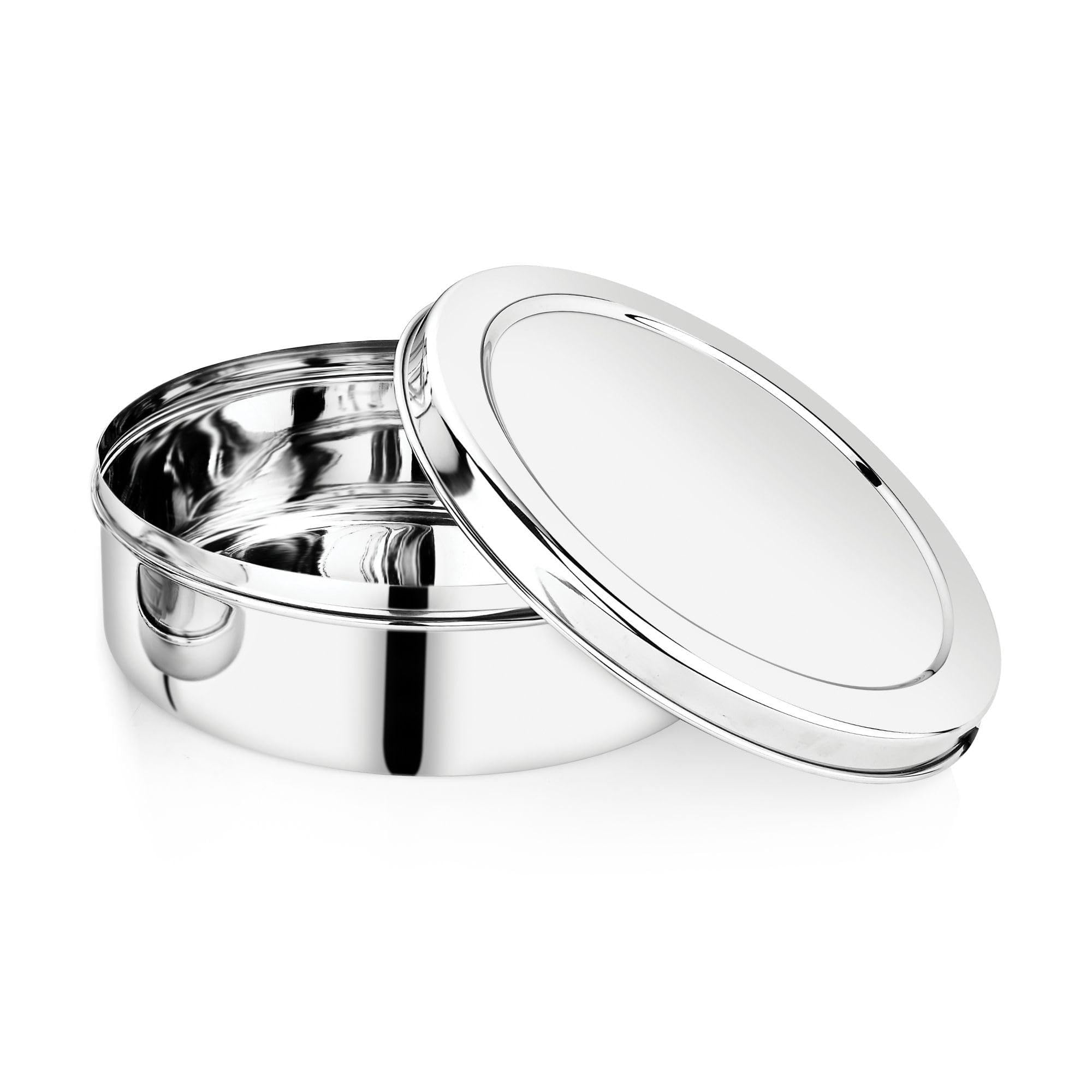 Vinod Stainless Steel Puri Dabba | 1000Ml Capacity, 15Cm Diameter | Multipurpose Stainless Steel Flat Storage Container For Puri