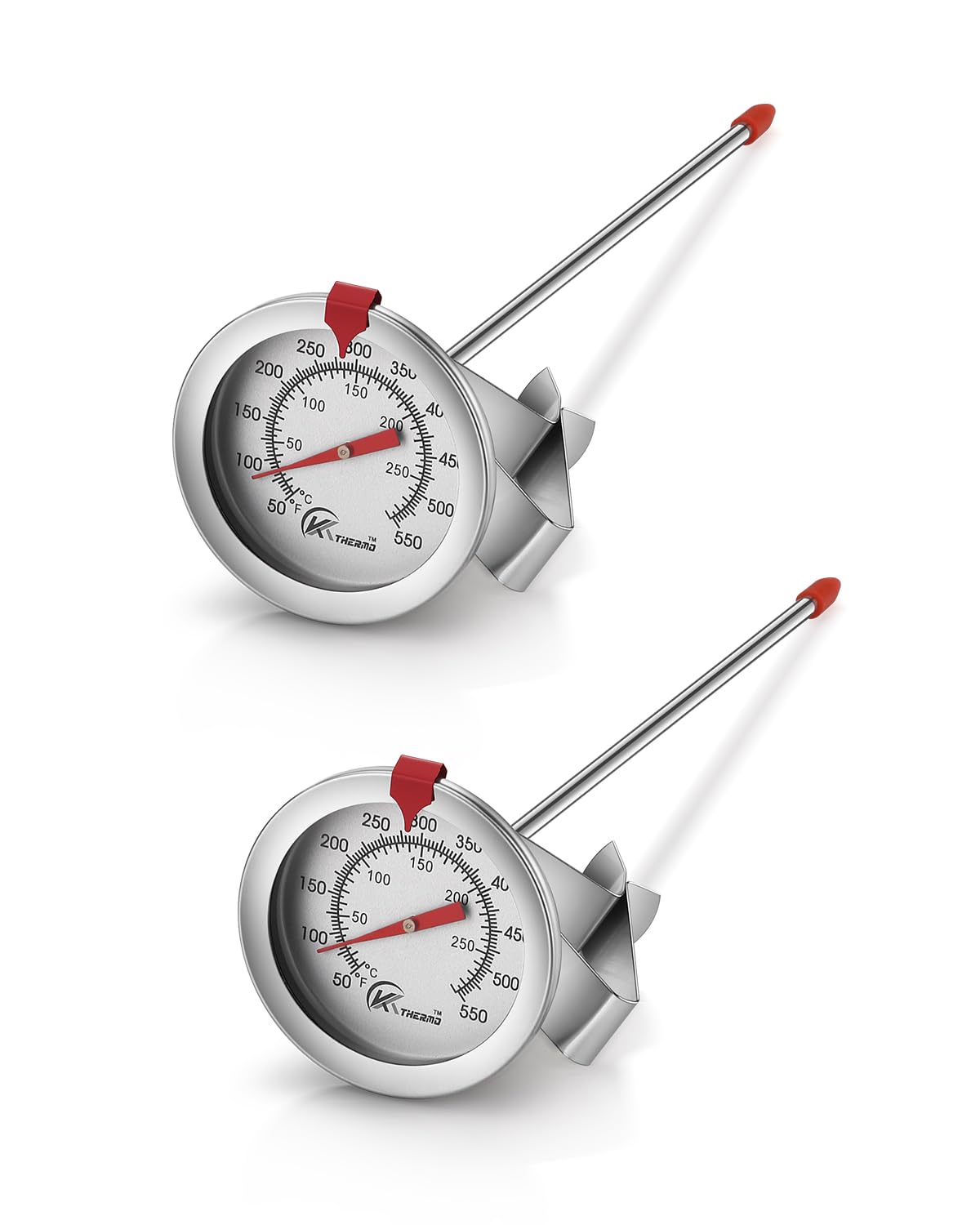 KT THERMO Candy/Deep Fry Thermometer with Instant Read,Oil Thermometer(2Pack),8 Stainless Steel Stem Meat Cooking Thermometer,