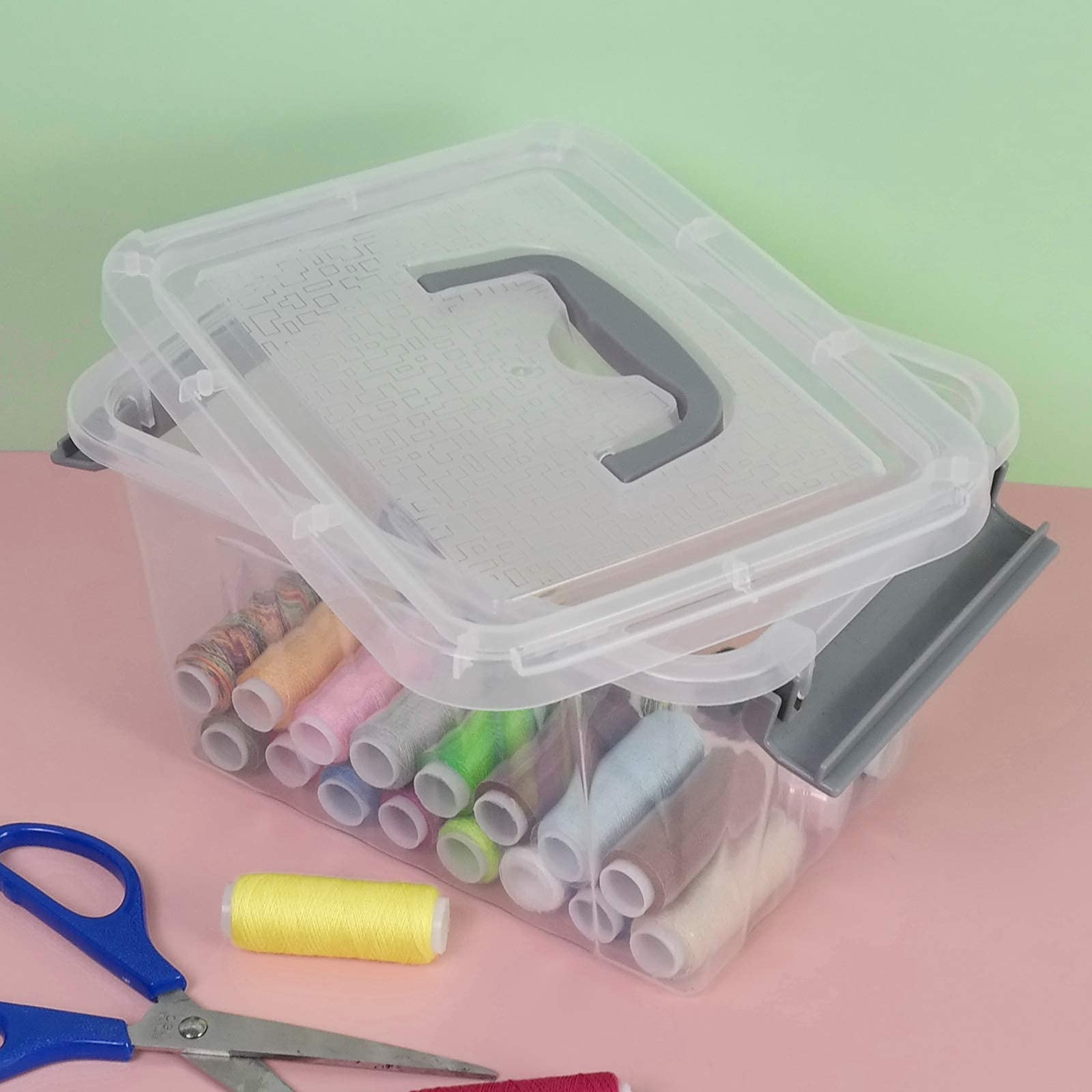 Joyeen 3 L Small Storage Bins, Clear Storage Box With Lid, 6 Pack