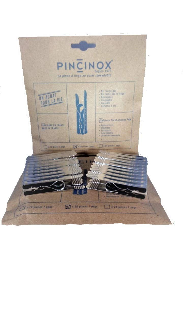 Pincinox Stainless Steel Clothespegs 20 Pack-New Kraft Paper Packaging Against Rust Or Breakage