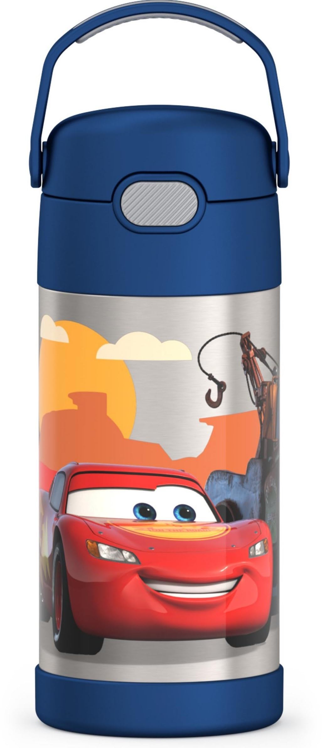 Thermos Funtainer Water Bottle With Straw - 12 Ounce, Cars - Kids Stainless Steel Vacuum Insulated Water Bottle With Lid