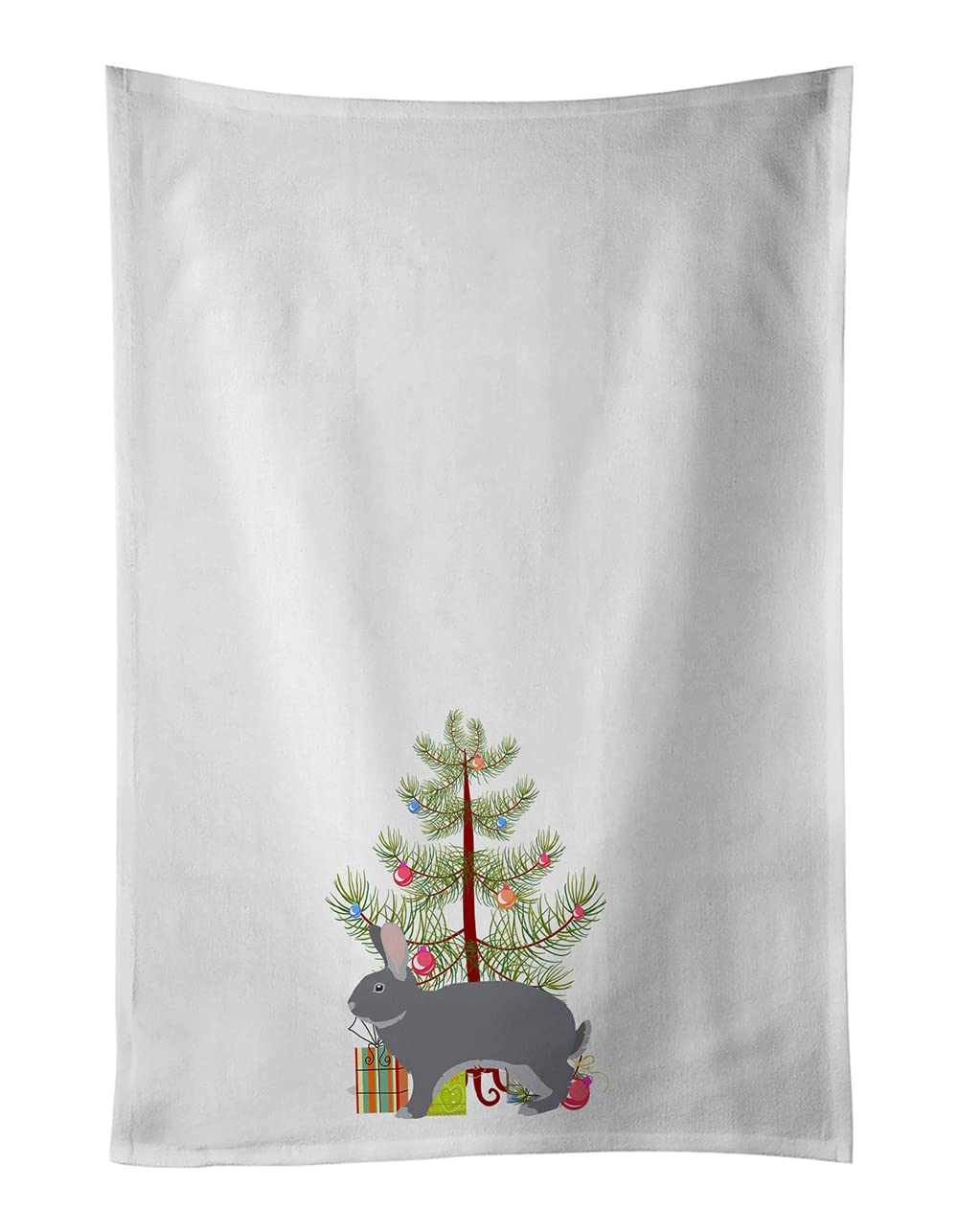 Giant Chinchilla Rabbit Christmas White Kitchen Towel Set of 2