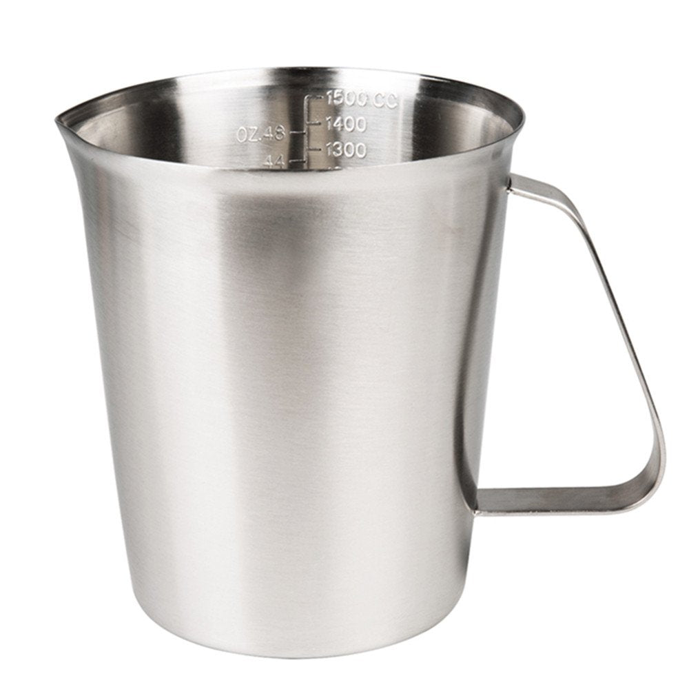 Measuring Cup, Stainless Steel Measuring Cup (48 Ounce, 1.5 Liter-6 Cup), Heavy- Duty Frothing Pitcher, Milk Frothing Pitcher Mi