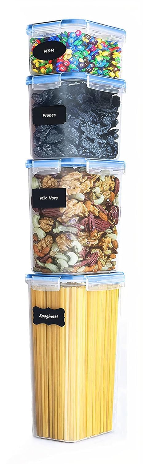 Nuveler Kitchen Storage Container Set Food Safe Bpa Free Plastic Kitchen Containers &Jars 500Mlx11000Mlx11500Mlx12100Mlx1 Cer