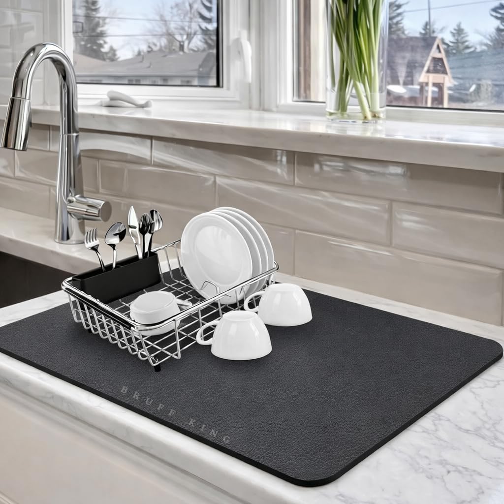 Bruff King | Advanced Kitchen Counter Drying Sheet, Fast Moisture Soaking Surface With Stable Grip Base, Spacious Tabletop Prote
