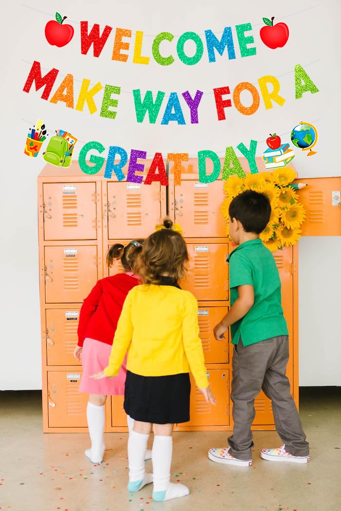 Welcome Make Way For A Great Day Banner, Welcome Back To School Banner Decorations, First Day Of School Banner Decorations, Kids
