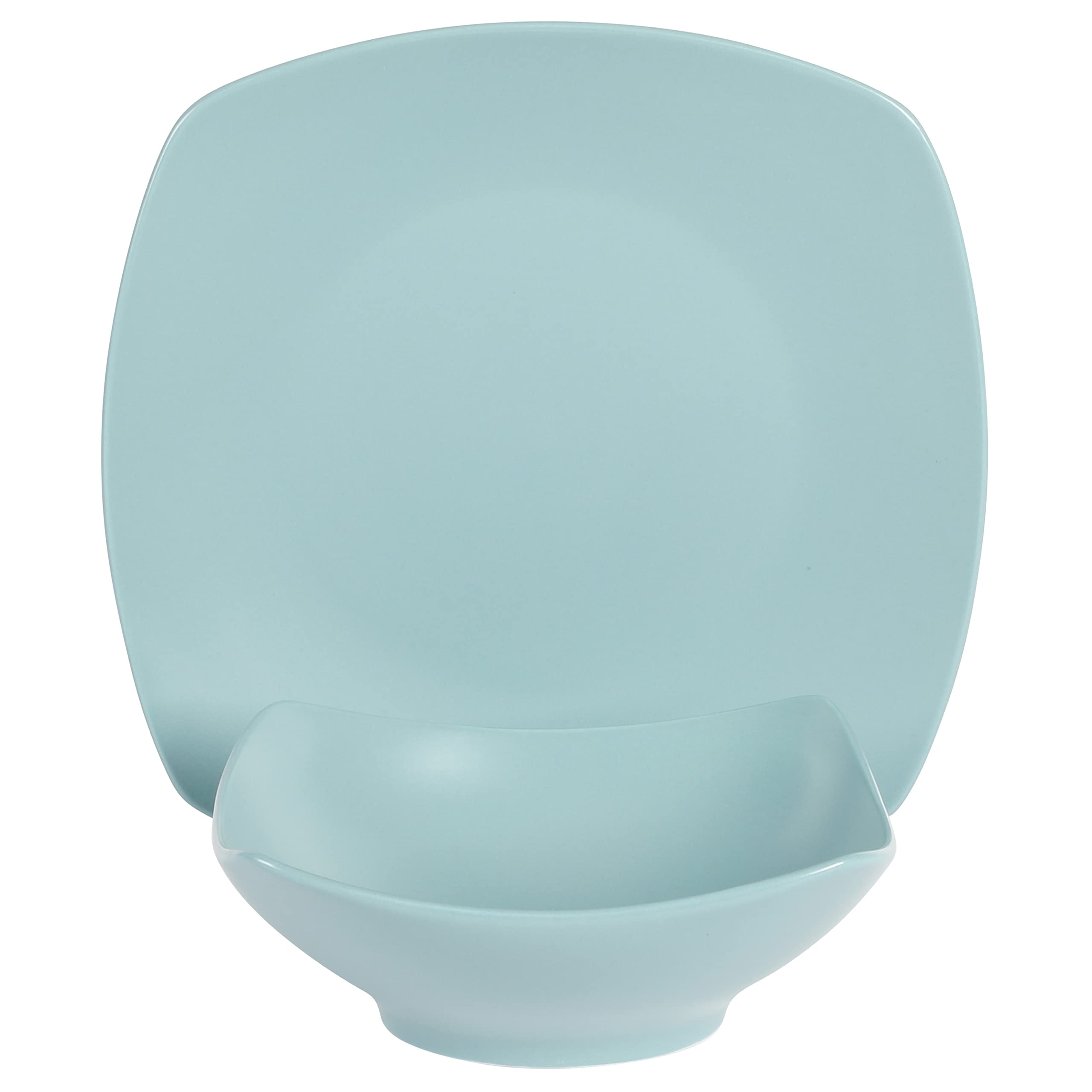 Gibson Home Zen Buffet Matte Porcelain Chip and Scratch Resistant Plates and Bowls Dinnerware Set - Blue, Service for 4 (8pcs)