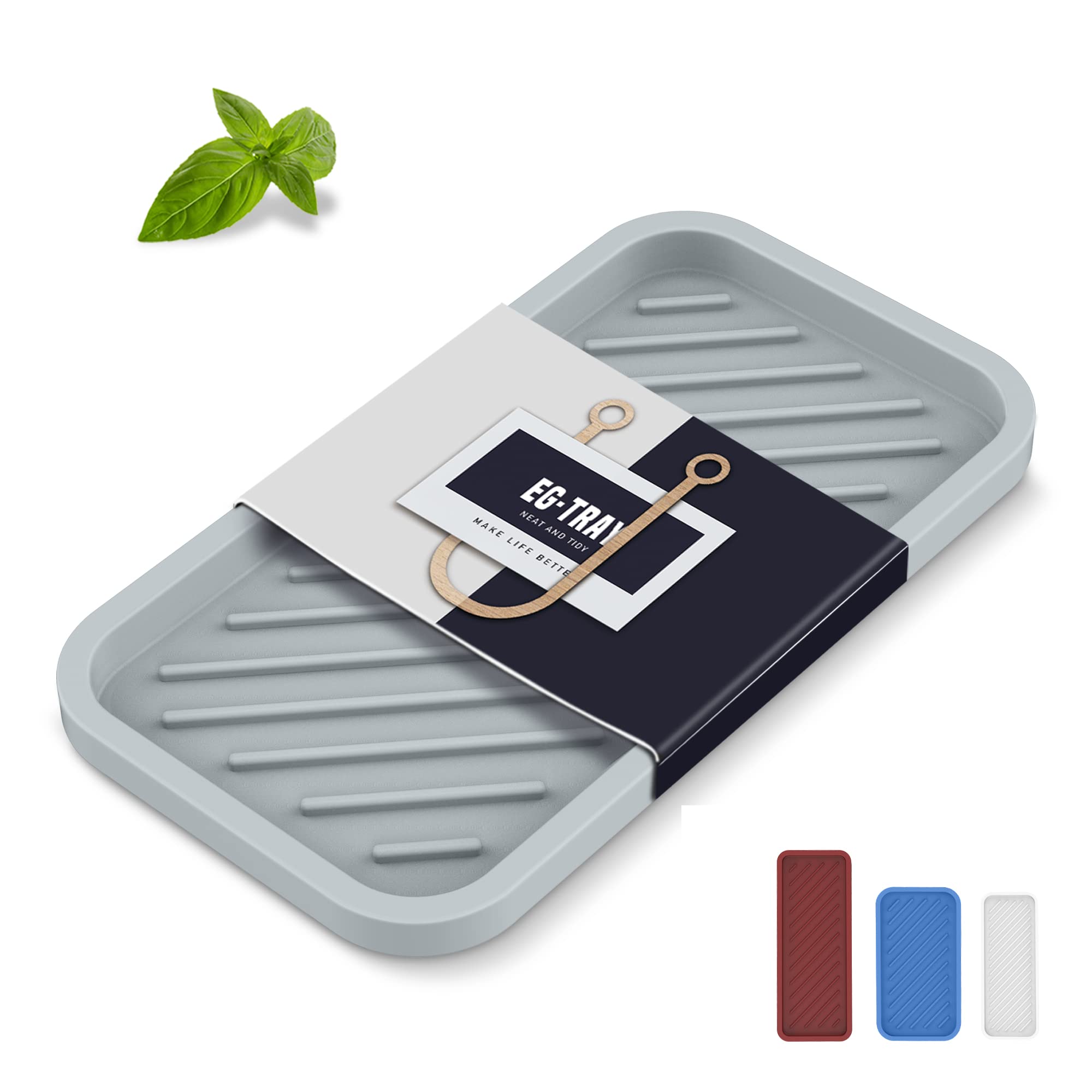 Eg-Sipro Silicone Sponge Holder,Large Great Thickened Durable 10'' Kitchen Sink Organizer Tray Kitchen Soap Tray Soap Dispenser