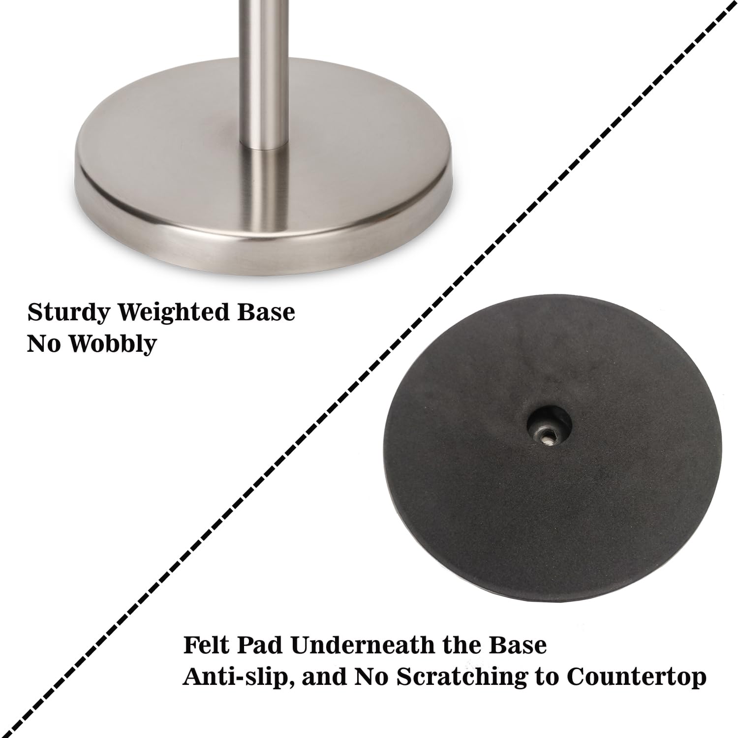 Sfemn Paper Towel Holder Countertop, Stainless Steel Heavy Base (2Lbs In Weight, And 6.7Inch In Diameter), Paper Towel Rack, Rip