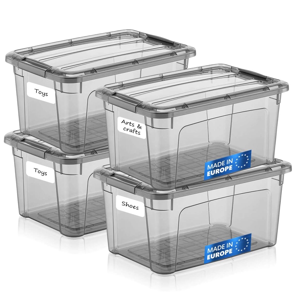 Tribello 6 Quart Storage Containers With Lids, Plastic Storage Bins With Latching Lids For Organizing - Tinted - (11.5 X 8    X
