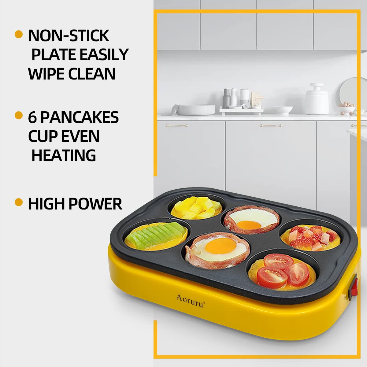 Aoruru Pancakes Maker Nonstick Electric Egg Frying Pan For Mini Crepe Fried Egg