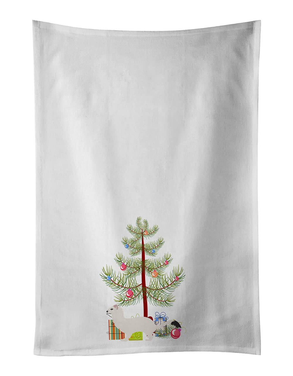 Stoat Short-tailed Weasel Christmas White Kitchen Towel Set of 2