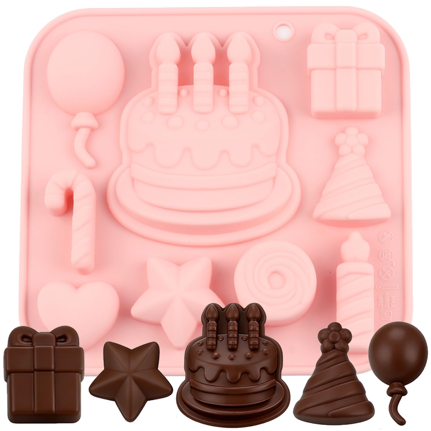EPYHREHM 9 Cavity Birthday Theme Silicone Chocolate Molds