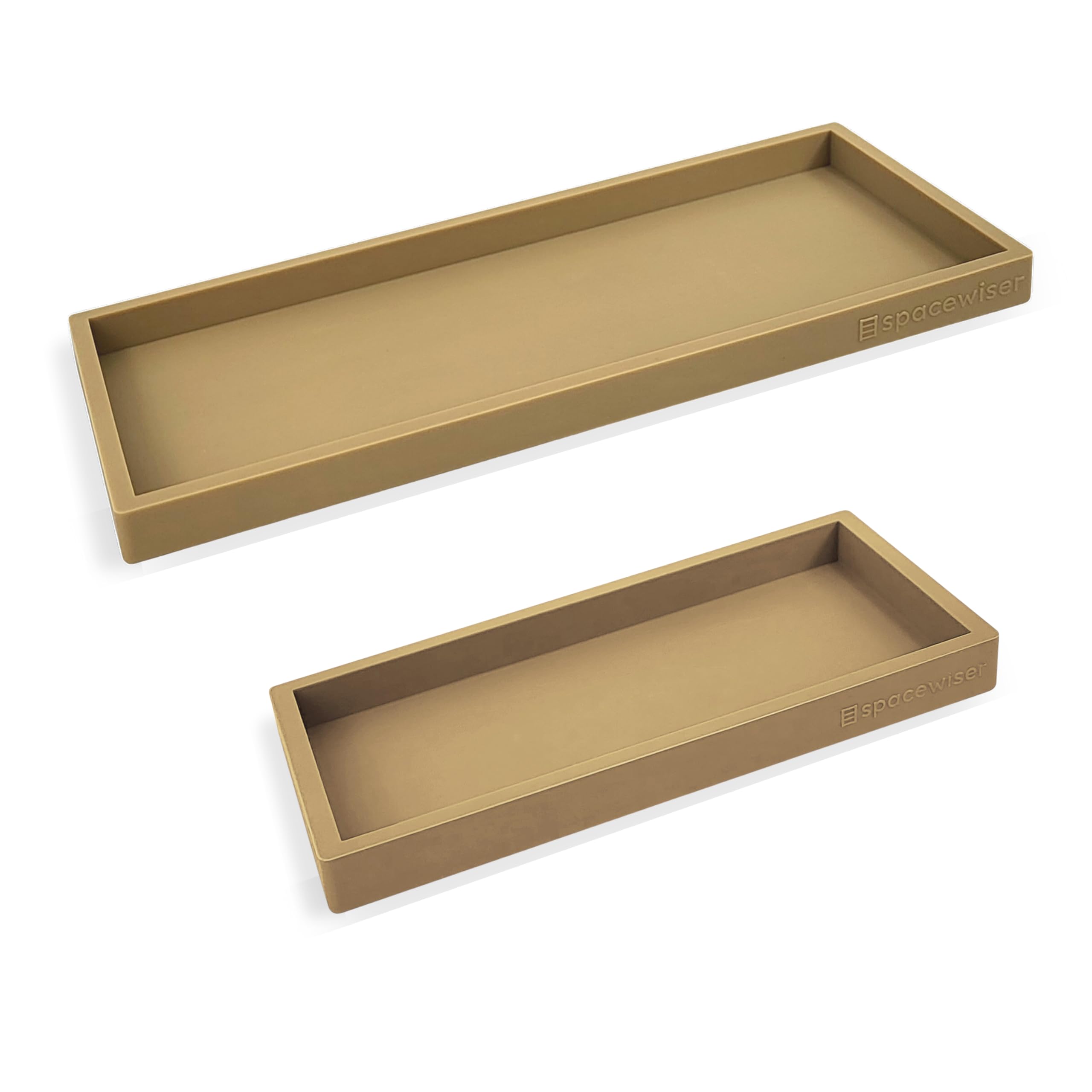 Spacewiser Countertop and Vanity Tray - 2 PC (11? and 7?) Shatterproof Silicone Kitchen and Bathroom Trays for Counter  Kitchen Soap Dispenser Tray  Vanity Trays for Bathroom  Perfume Key Tray