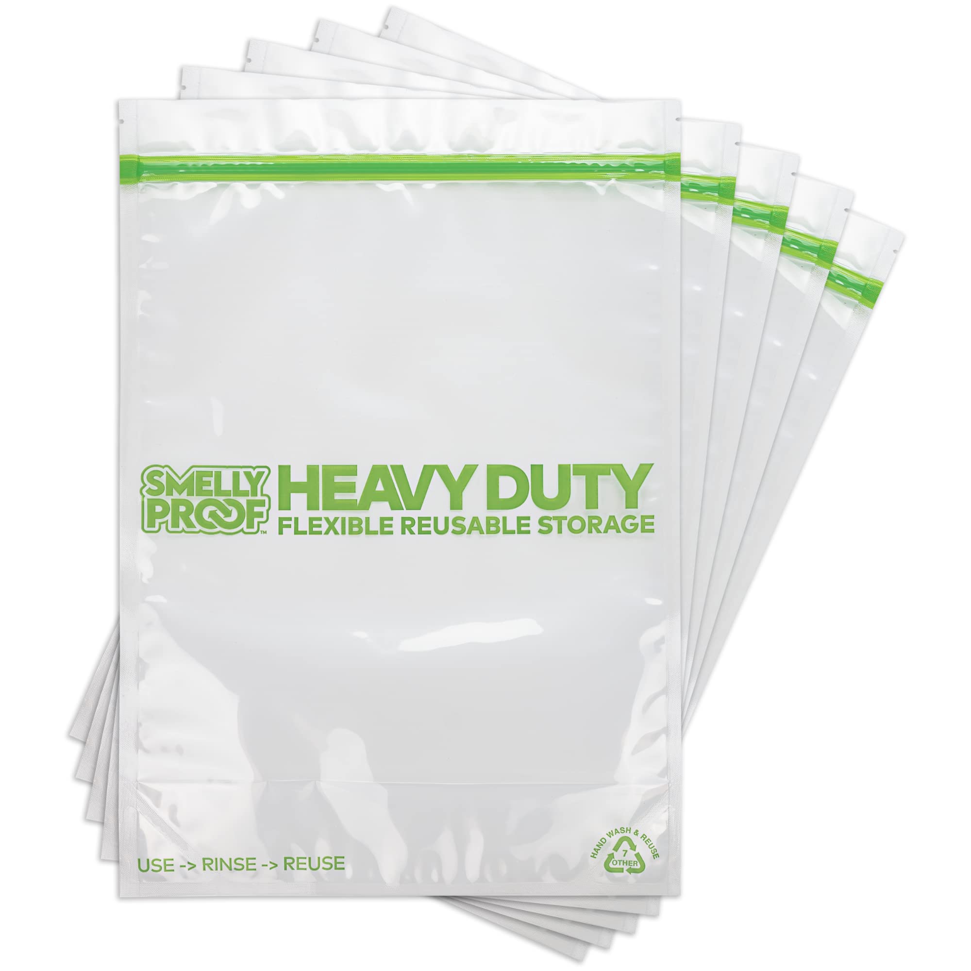 Smelly Proof HEAVY DUTY Reusable STANDUP Ziplock Bags for Food Storage, USA Made, NO PEVA & BPA FREE, Reusable Freezer Bags, Di