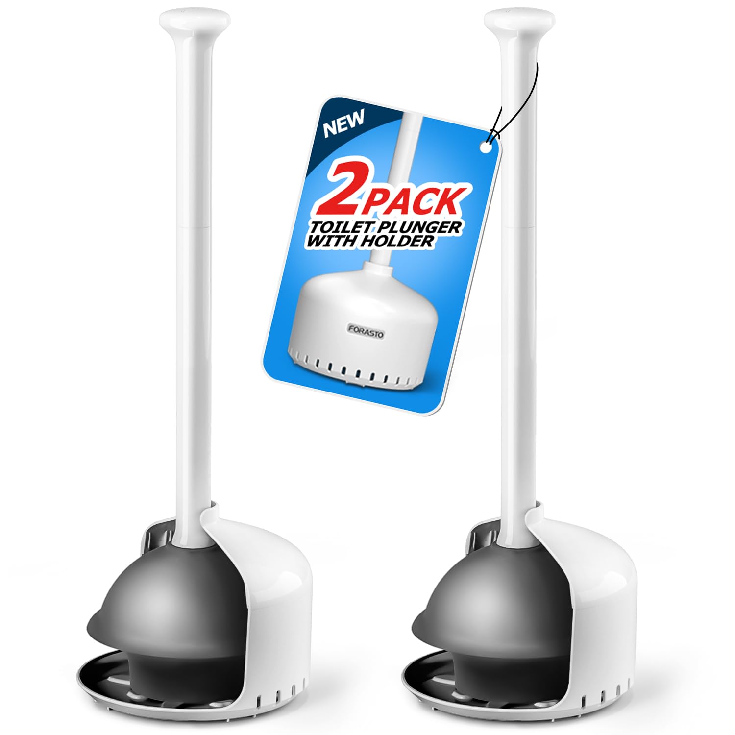 Forasto 2Pack Toilet Plunger With Holder,Plungers For Bathroom With Holder, Toilet Plunger With Cover,Bathroom Plunger,Bathroom