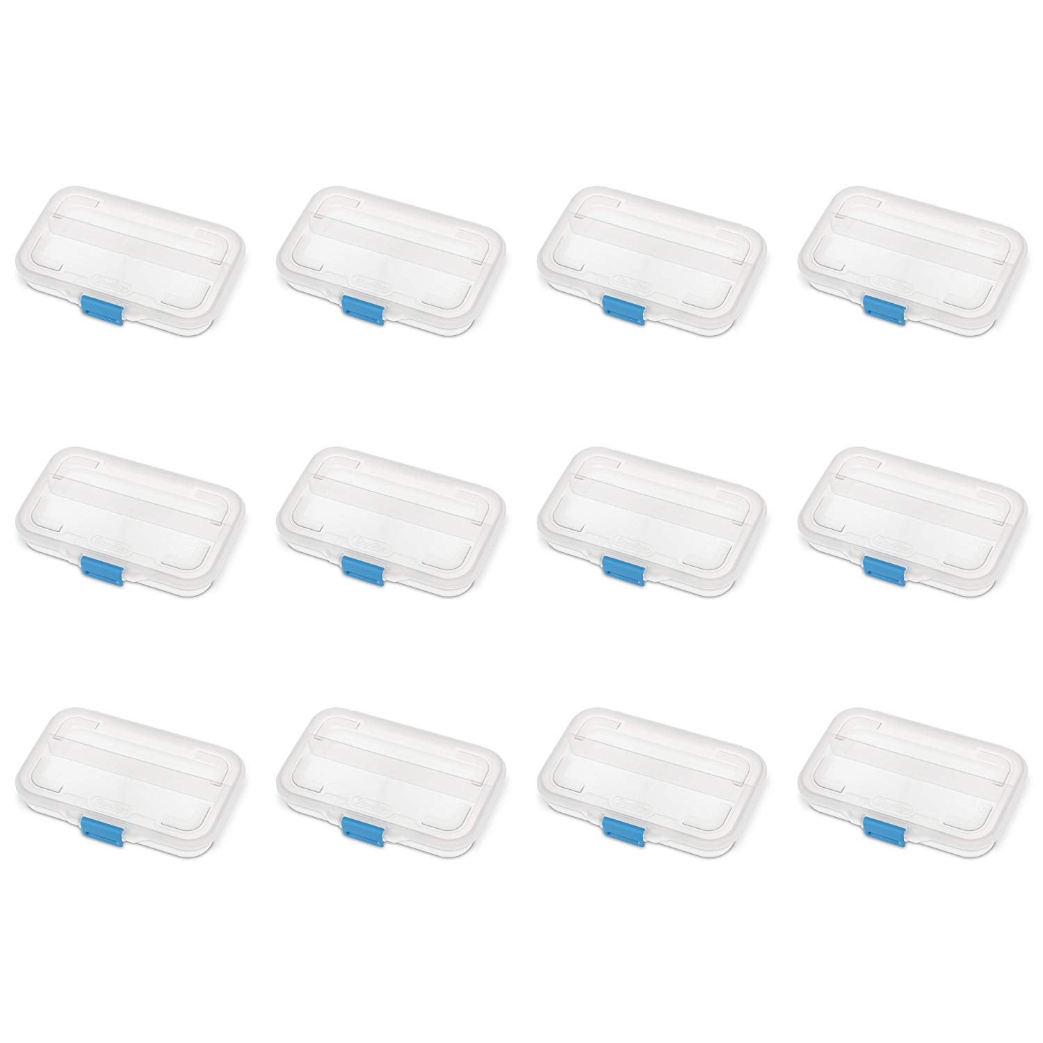 Sterilite Small Divided Box, Stackable Plastic Small Storage Container With Latch Lid, Organize Pens, Pencils And Small Items, C