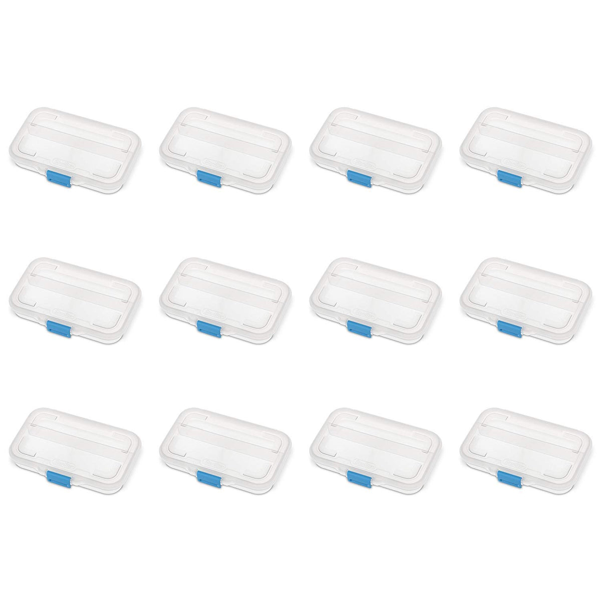Sterilite Small Divided Box, Stackable Plastic Small Storage Container With Latch Lid, Organize Pens, Pencils And Small Items, C